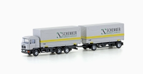MiNis LC4633 - N 3-achsiger LKW MAN F90, Wechselpritschen-Hängerzug Schenker Cargo